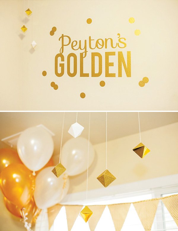Sparkly Golden Birthday {Geometric + Glitter + Gold} // Hostess with the  Mostess®